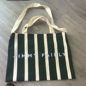 Jimmy Fairly Green & Cream Striped Canvas Messenger Tote